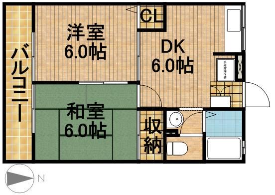フォーラル(2DK/1階)の間取り写真