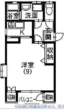 オーベルジュ(1K/1階)の間取り写真