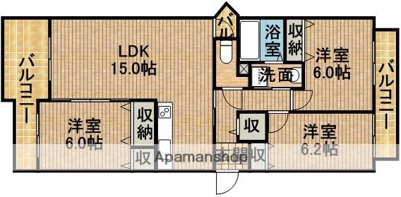 シャルマンⅢ(3LDK/4階)の間取り写真