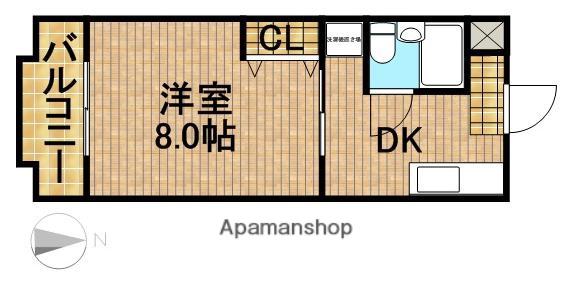 レジデンス曳馬Ⅱ(1DK/2階)の間取り写真