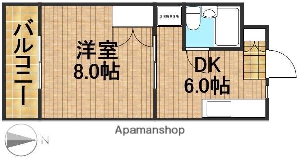 スカイハイツ仲山(1DK/2階)の間取り写真
