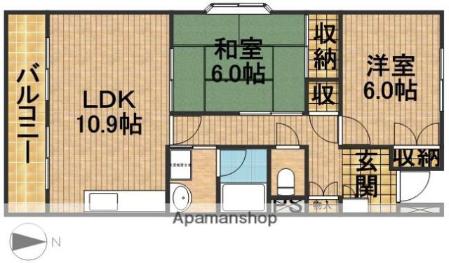 ハイツ丸山(2LDK/2階)の間取り写真