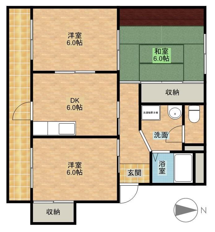 ハイツエトアール(3DK/2階)の間取り写真