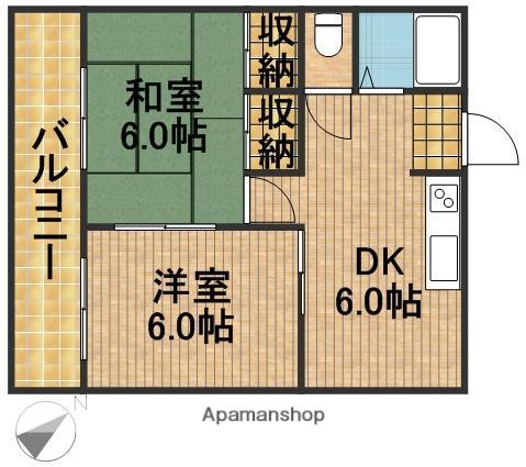 上島マンション(2DK/1階)の間取り写真