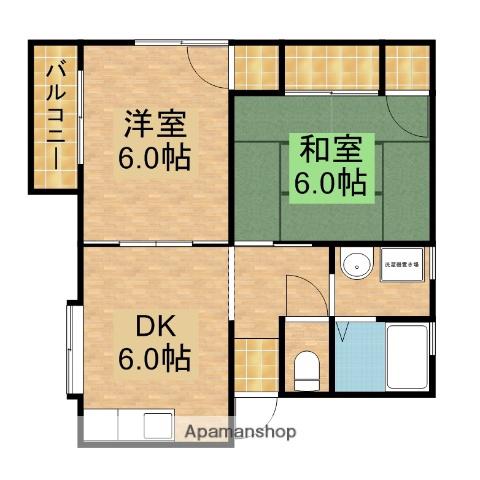 ベルデュールⅡ(2DK/1階)の間取り写真
