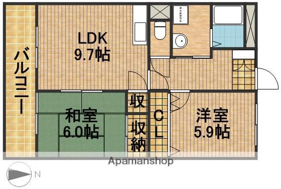 グローリー(2LDK/3階)の間取り写真
