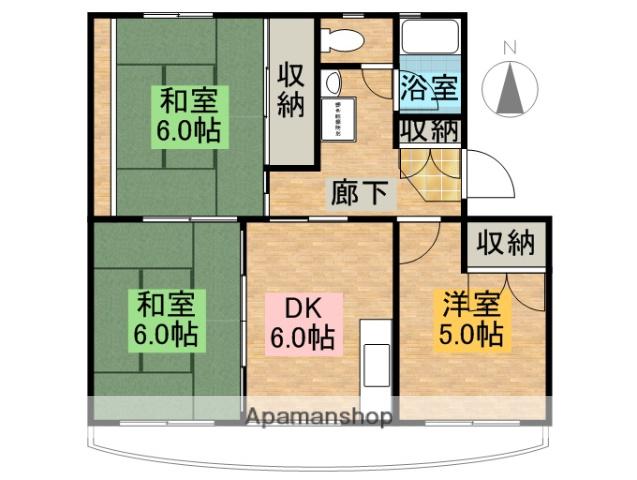 たかみマンション(2LDK/3階)の間取り写真