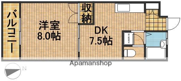 ベルトピア上島(1DK/1階)の間取り写真