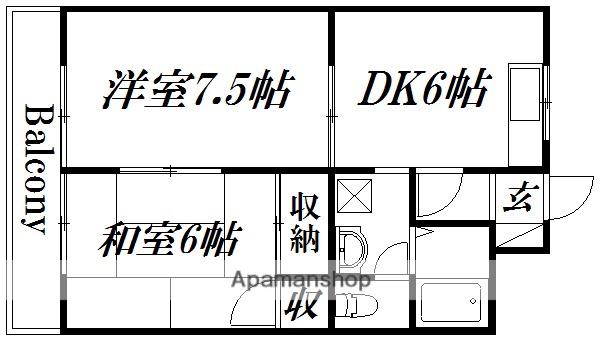 マンションはなきⅡ(2DK/3階)の間取り写真