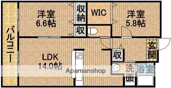 ラフィーネ掛川C Ⅲ(2LDK/3階)の間取り写真