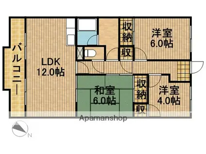 カルカソンヌ(3LDK/2階)の間取り写真