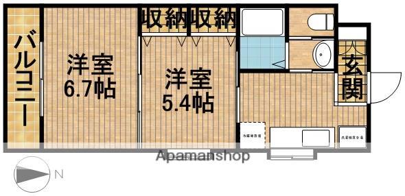 シャトー水堀(2K/2階)の間取り写真