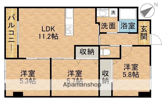 アルコリバーサイド(3LDK/6階)の間取り写真