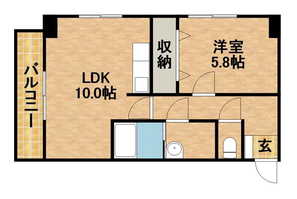 アズビオス元城(1LDK/5階)の間取り写真
