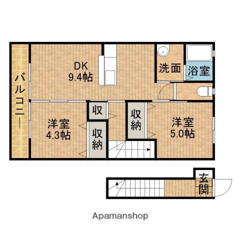 シャルマンコート(2DK/2階)の間取り写真