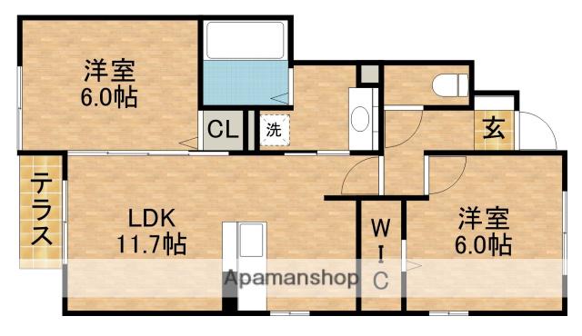 RICHESSE B(2LDK/1階)の間取り写真
