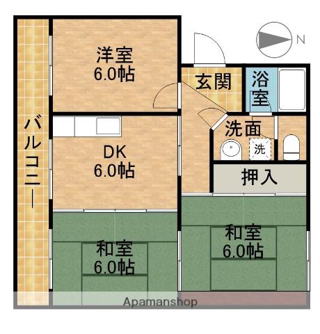 グランドール(3DK/1階)の間取り写真