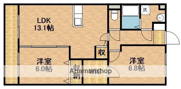 オレンジヒルズ(2LDK/3階)の間取り写真
