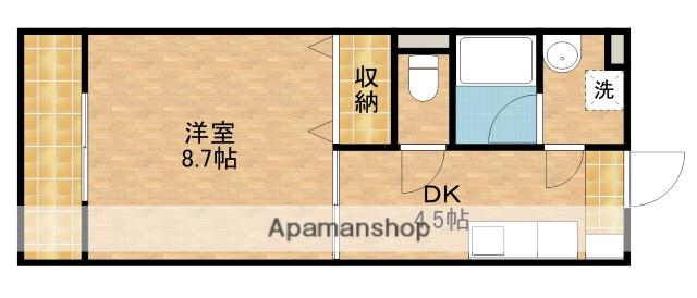 ハピネス初生(1DK/3階)の間取り写真