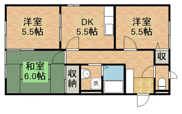 遠州鉄道 浜北駅 徒歩9分 2階建 築30年(3K/2階)の間取り写真