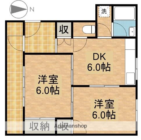 有玉ステーションハイツⅡ(2DK/2階)の間取り写真
