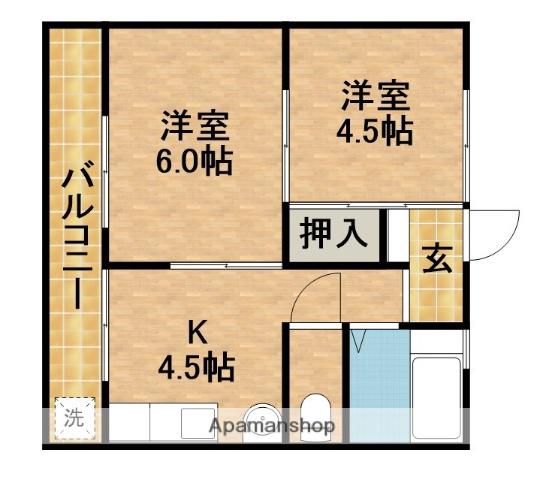 コーポ中村(2K/2階)の間取り写真
