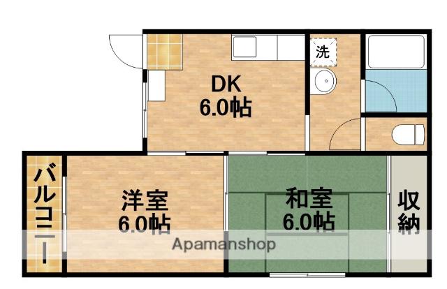 コーポ楓(2DK/2階)の間取り写真