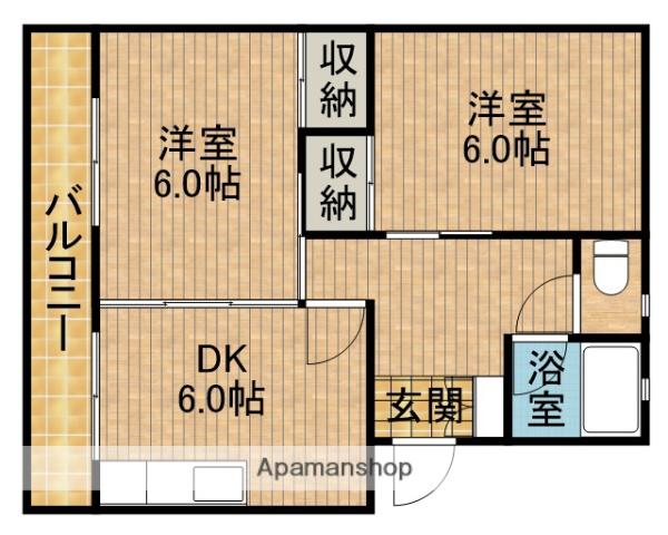 カトリエーム吉永(2DK/3階)の間取り写真