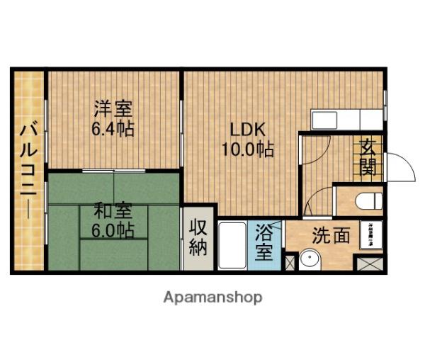 HIトピア藤枝 Ⅱ(2LDK/2階)の間取り写真