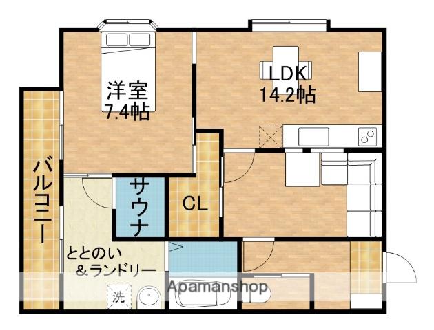 アーデン宮脇A(1LDK/2階)の間取り写真