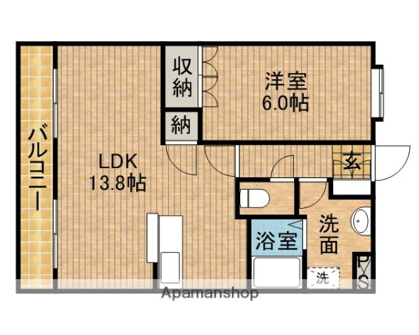 クレッシェンド(1LDK/1階)の間取り写真