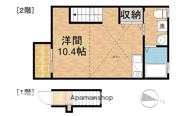 ノース VILLAGEⅠ(ワンルーム/2階)の間取り写真