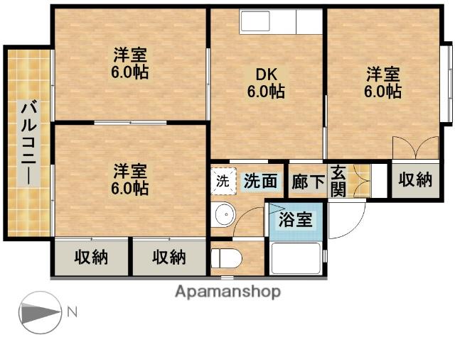 セジュール高橋(3DK/2階)の間取り写真