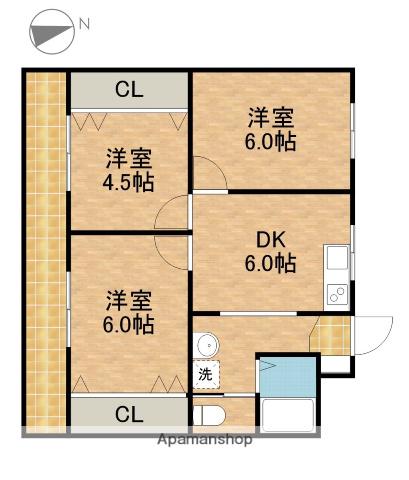 平和ハイツF(3DK/2階)の間取り写真