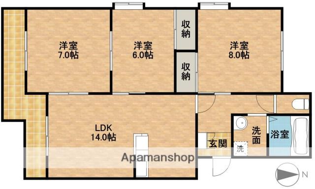 サニーサイドビラB(3LDK/2階)の間取り写真