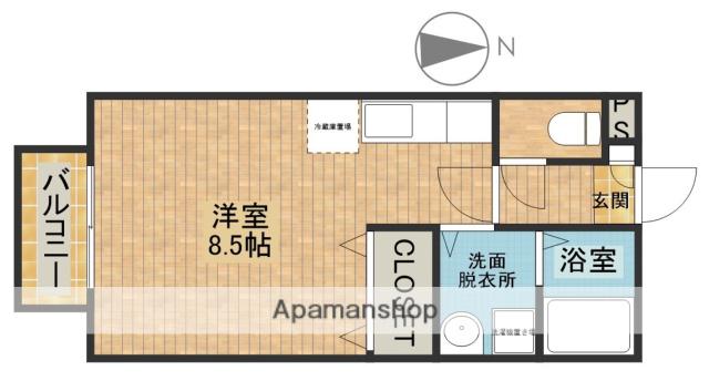 パールSK(ワンルーム/1階)の間取り写真