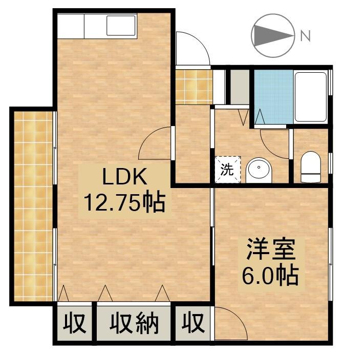 ハイカムール半田A(1LDK/2階)の間取り写真