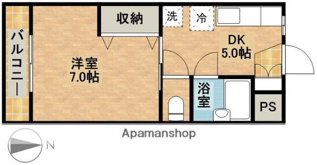 東海道本線 浜松駅 バス乗車時間：15分 原島北バス停で下車 徒歩8分 2階建 築43年(1DK/1階)の間取り写真