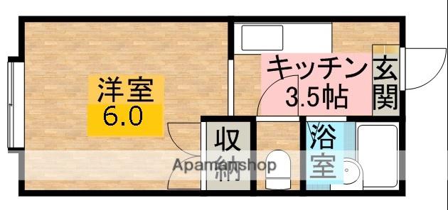 カーサ利町(1K/4階)の間取り写真
