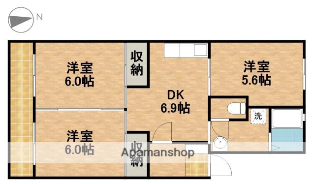 片橋ハイツ(3DK/3階)の間取り写真