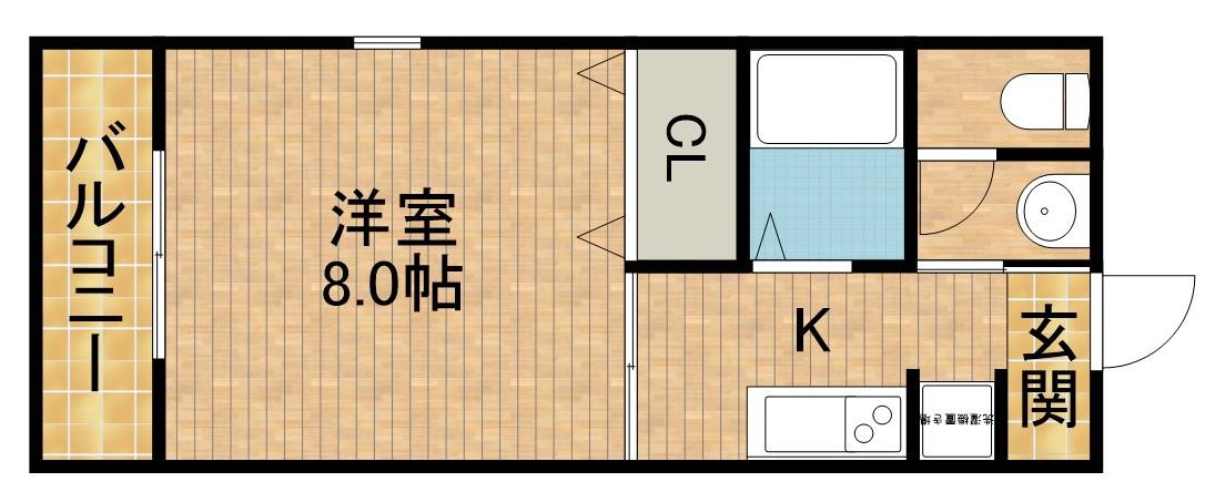 エスパシオ(1K/2階)の間取り写真