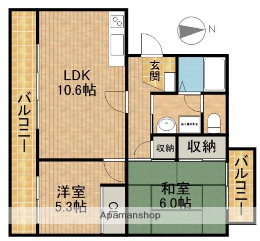ラフォーレ向平(2LDK/1階)の間取り写真