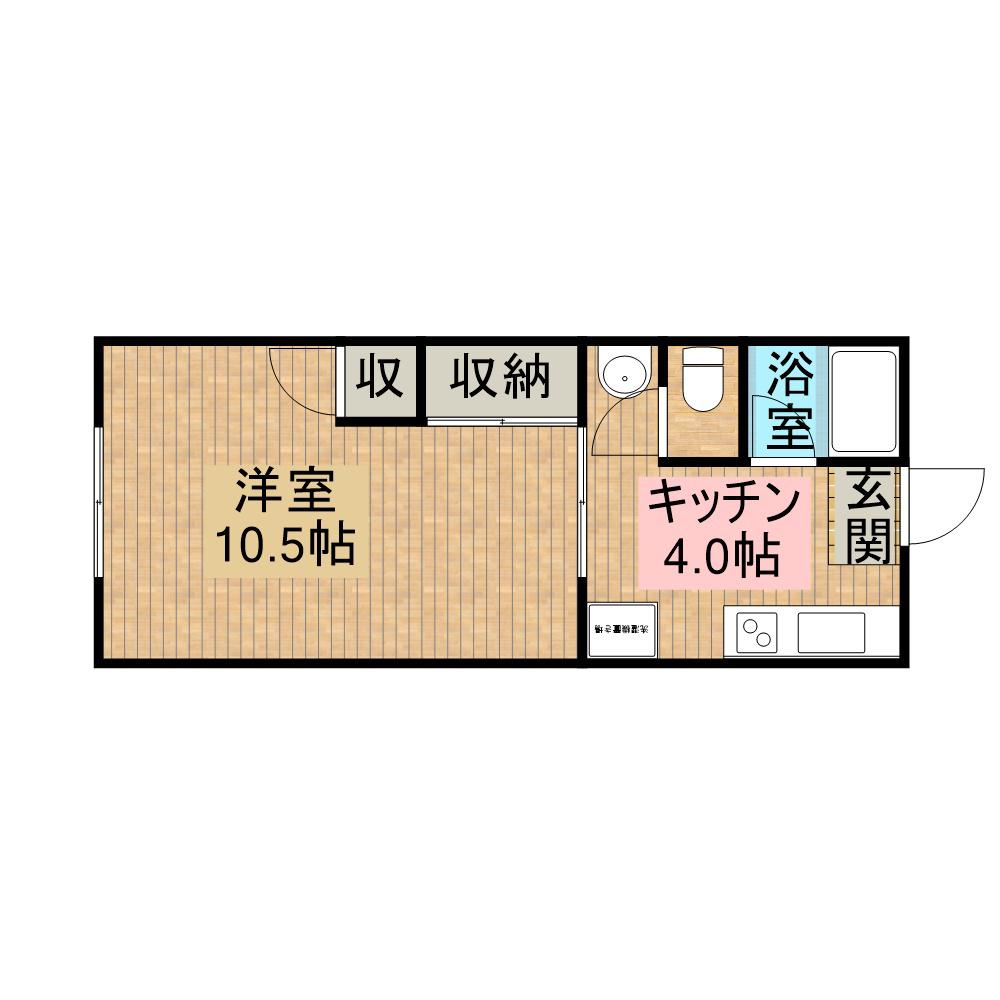 パステルⅡ(1K/2階)の間取り写真
