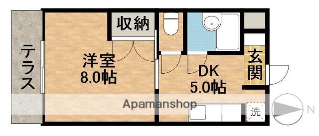 フレッシュグリーン(1DK/1階)の間取り写真