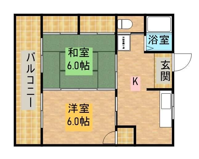 ウエスト・ウイング(2K/2階)の間取り写真