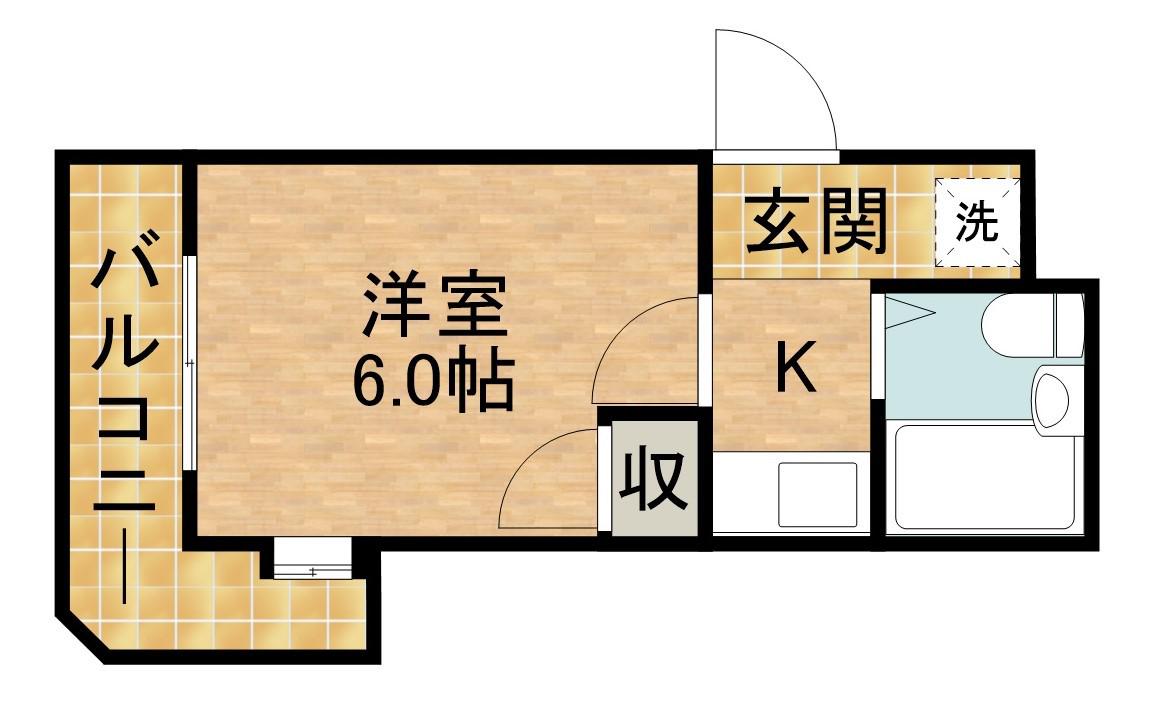カレッジタウンウィング(1K/3階)の間取り写真