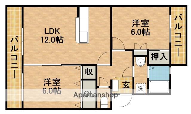 初生パークハイツ(2LDK/2階)の間取り写真