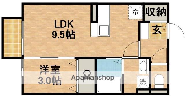 モナリエ早出(1LDK/2階)の間取り写真