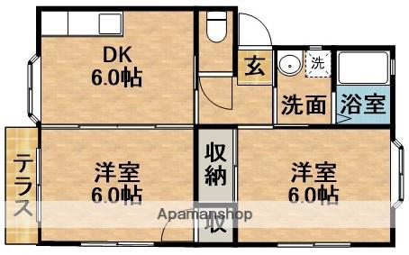 ハピネスH.Y.E(2DK/1階)の間取り写真