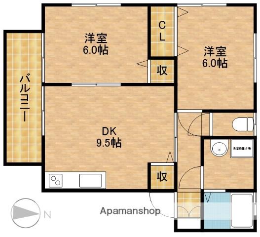 ハイツカローラ(2DK/1階)の間取り写真